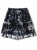 Drawstring Tie Dye Letter Print Shorts Xl Black