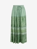 Drawstring Vacation Printed Maxi Skirt M Light green
