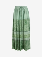 Drawstring Vacation Printed Maxi Skirt M Light green