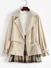 Drawstring Waist Lapel Trench Coat M Light coffee
