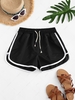 Drawstring Waist Piping Dolphin Shorts Black