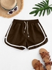 Drawstring Waist Piping Dolphin Shorts Deep coffee