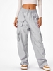 Drawstring Wide Leg Cargo Pants L Light gray