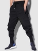 Drawstring Zip Pockets Cargo Jogger Pants M Black