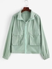 Drawstring Zip Up Windbreaker Cargo Jacket S Light green