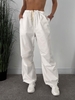 Drawstring Zipper Fly Low Waisted Wide Leg Parachute Pants L White