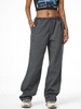 Drawstring Zipper Fly Wide Leg Parachute Pants L Dark gray