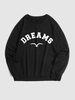 DREAMS and Bird Printed Pullover Sweatshirt S Black