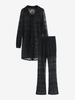 Dress Over Pants Sheer Lace Button Down Shirt and Pants M Black