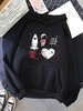 Drop Shoulder Astronaut Heart Pattern Thermal Lined Hoodie S Black