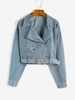 Drop Shoulder Belted Biker Denim Jacket M Blue