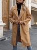 Drop Shoulder Belted Pocket Longline Wool Blend Coat M Coffee
