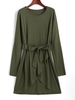 Drop Shoulder Belted Tulip Dress M Light green