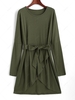 Drop Shoulder Belted Tulip Dress S Light green