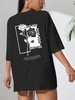 Drop Shoulder But You Rose Print T Shirt S Black