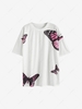 Drop Shoulder Butterfly Print Oversized T Shirt M White