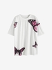 Drop Shoulder Butterfly Print Oversized T Shirt Xl White