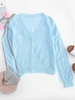Drop Shoulder Casual Knitted Cardigan Blue
