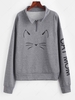 Drop Shoulder Cat Graphic Quarter Zip Sweatshirt L Jet gray