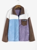 Drop Shoulder Colorblock Fuzzy Coat L Multi a