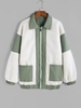Drop Shoulder Colorblock Teddy Coat L Light green