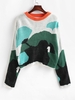 Drop Shoulder Crew Neck Colorblock Sweater L