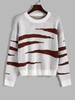 Drop Shoulder Crew Neck Geo Graphic Sweater M White