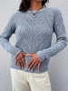 Drop Shoulder Crew Neck Heathered Sweater L Light blue