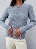 Drop Shoulder Crew Neck Heathered Sweater M Light blue