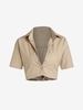 Drop Shoulder Crop Shirt M Light coffee