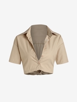 Drop Shoulder Crop Shirt S Light coffee