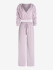 Drop Shoulder Crop Surplice Hoodie with Baggy Pants Set M Light purple