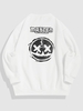 Drop Shoulder Face Letter Print Fleece-lined Sweatshirt M White