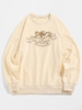 Drop Shoulder Graphic Embroidered Sweatshirt Xl Light coffee