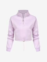 Drop Shoulder Half Zip Drawstring Hem Sweatshirt L Light purple