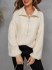 Drop Shoulder Half Zip Jumper Sweater L White