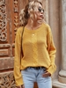Drop Shoulder High Low Slit Tunic Sweater M Yellow
