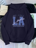 Drop Shoulder LA Print Thermal Lined Hoodie S Deep blue