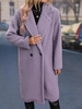 Drop Shoulder Longline Teddy Coat L Light purple