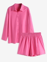 Drop Shoulder Loose Short Set L Light pink