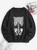 Drop Shoulder Loose Skeleton Halloween Sweatshirt S Black