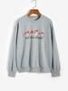 Drop Shoulder Mushroom Pattern Sweatshirt L Gray