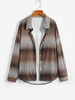 Drop Shoulder Ombre Geometric Print Shirt M Deep coffee