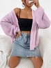Drop Shoulder Open Front Chunky Cardigan L Light purple