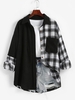 Drop Shoulder Plaid Corduroy Shacket Xxl Black