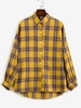 Drop Shoulder Plaid High Low Flannel Shacket Yellow