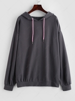 Drop Shoulder Plain Oversized Hoodie S Dark gray