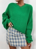 Drop Shoulder Plain Oversized Sweater S Green
