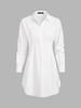Drop Shoulder Pleated Waist Shirt Dress L White