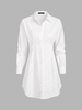 Drop Shoulder Pleated Waist Shirt Dress Xl White